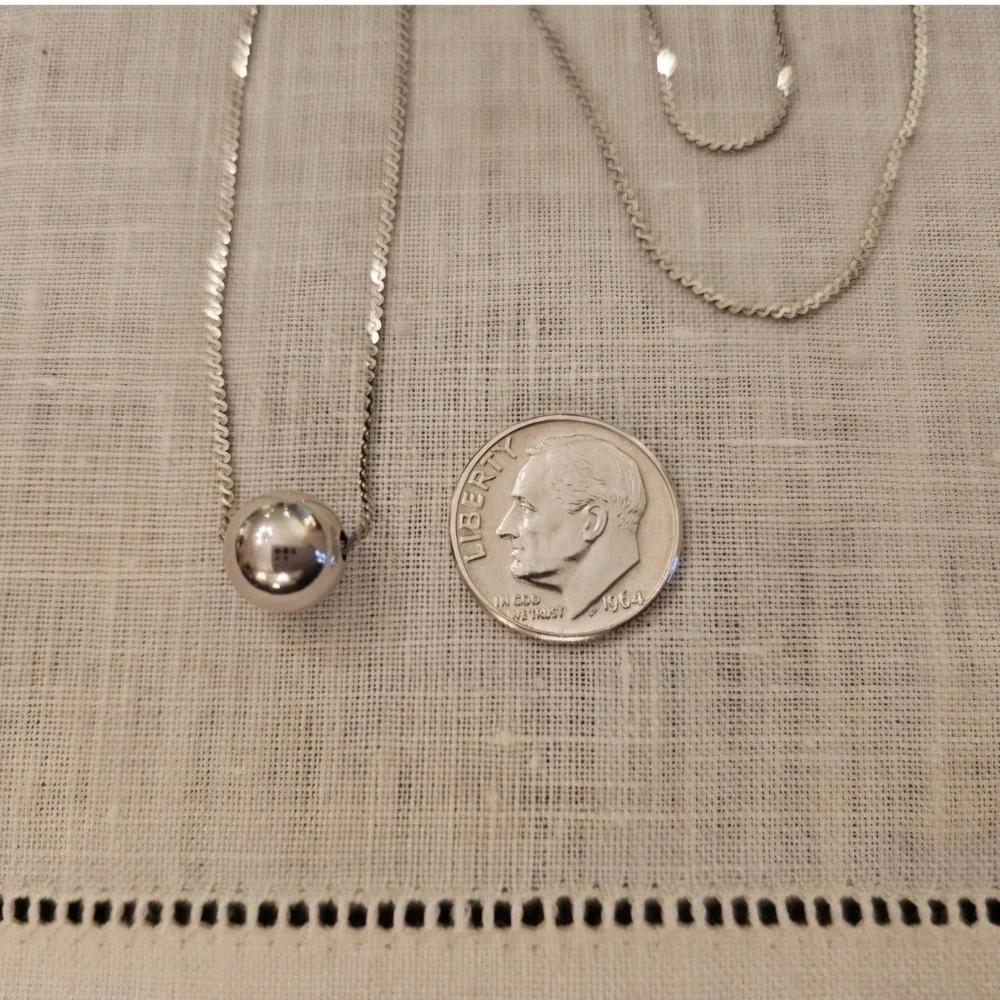 Vintage Vior Italy 925 Sterling Silver S Link Chain Slide Ball Necklace 16
